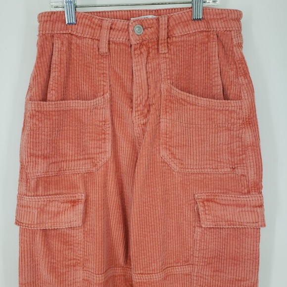 BP Corduroy Cargo Pants High Rise Waist Relaxed Wide Straight Leg Womens Size 27 - Picture 5 of 9